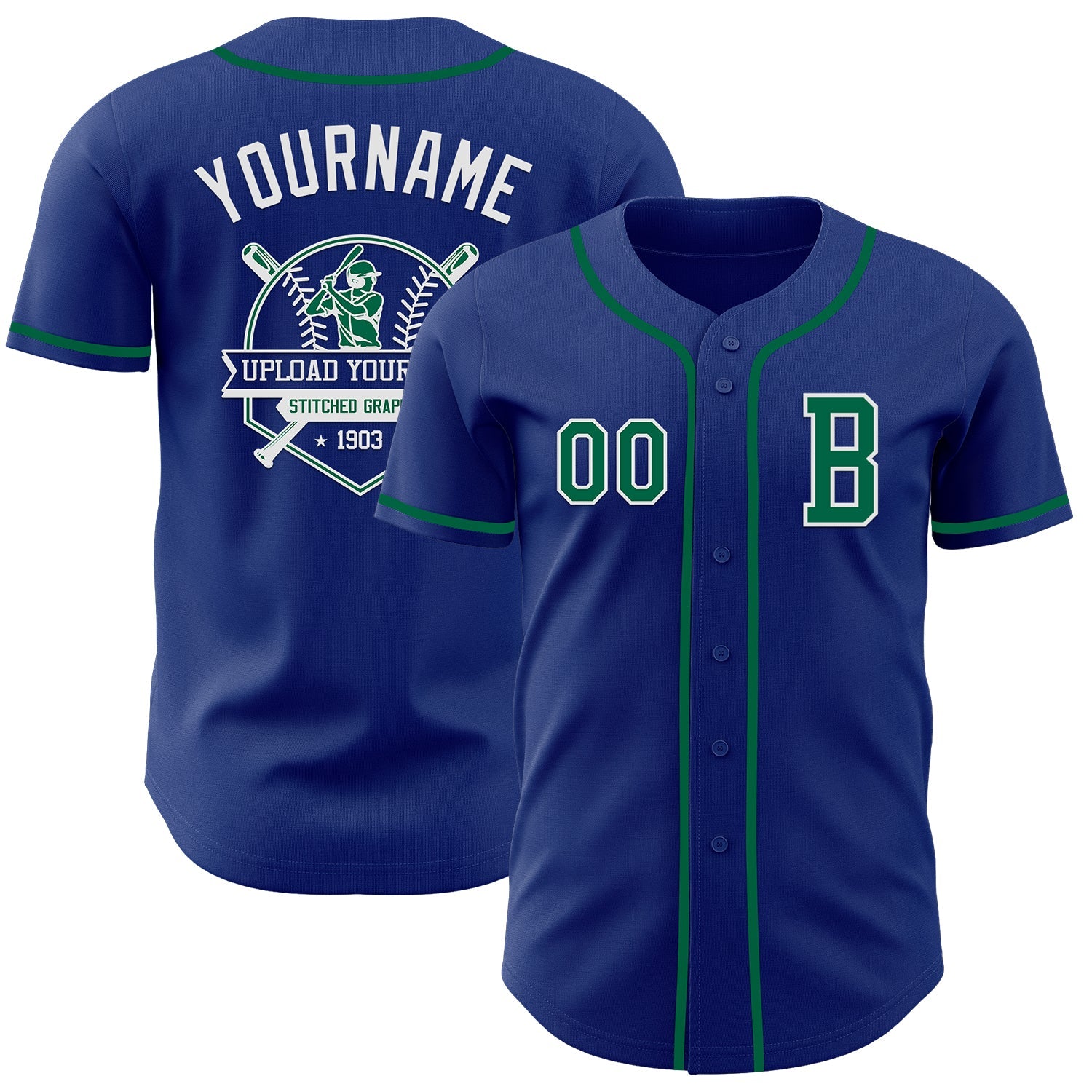 Custom Royal Kelly Green-White Authentic Baseball Jersey - Sky-Custom