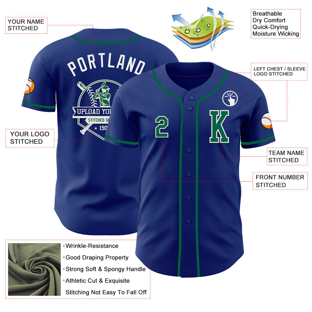 Custom Royal Kelly Green-White Authentic Baseball Jersey - Sky-Custom