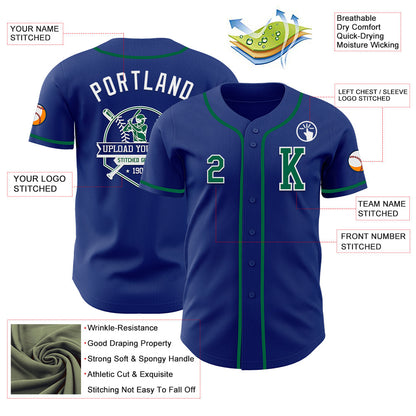 Custom Royal Kelly Green-White Authentic Baseball Jersey - Sky-Custom