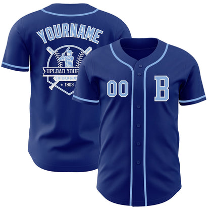 Custom Royal Light Blue-White Authentic Baseball Jersey - Sky-Custom