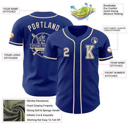 Custom Royal Cream Authentic Baseball Jersey - Sky-Custom
