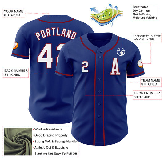 Custom Royal White-Crimson Authentic Baseball Jersey - Sky-Custom