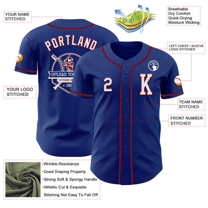Custom Royal White-Crimson Authentic Baseball Jersey - Sky-Custom