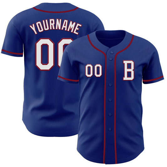 Custom Royal White-Crimson Authentic Baseball Jersey - Sky-Custom