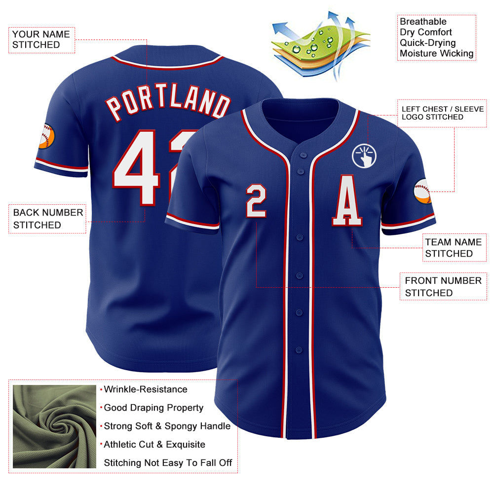 Custom Royal White-Red Authentic Baseball Jersey - Sky-Custom