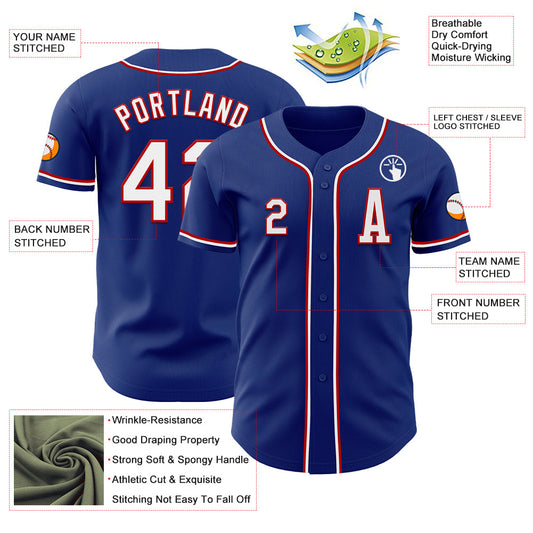 Custom Royal White-Red Authentic Baseball Jersey - Sky-Custom