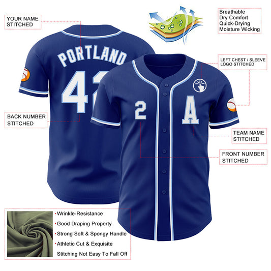 Custom Royal White-Light Blue Authentic Baseball Jersey - Sky-Custom