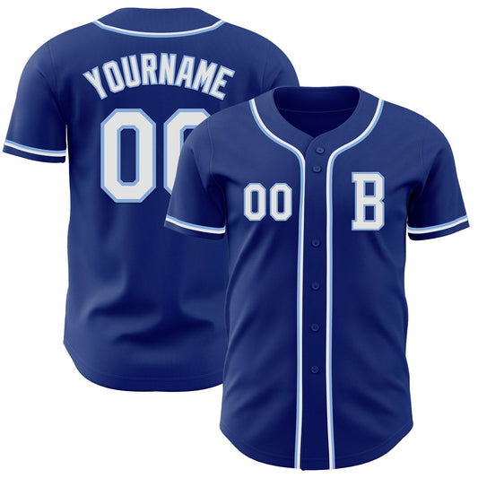 Custom Royal White-Light Blue Authentic Baseball Jersey - Sky-Custom