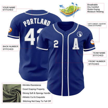 Custom Royal White-Gray Authentic Baseball Jersey - Sky-Custom