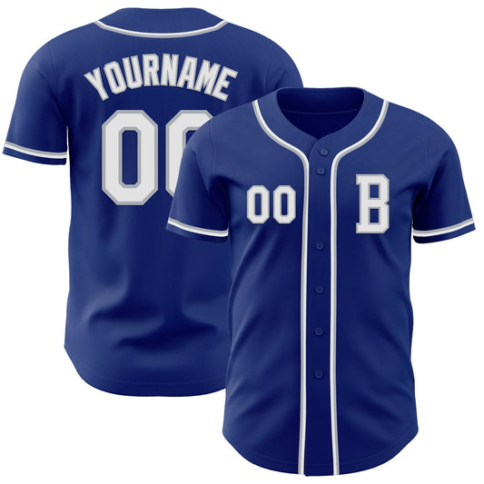Custom Royal White-Gray Authentic Baseball Jersey - Sky-Custom