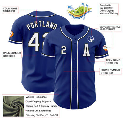 Custom Royal White-Black Authentic Baseball Jersey - Sky-Custom