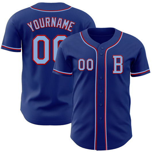 Custom Royal Light Blue-Red Authentic Baseball Jersey - Sky-Custom