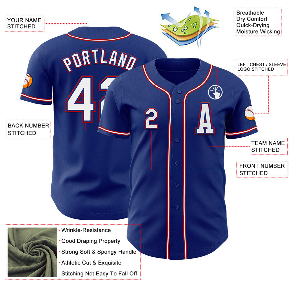 Custom Royal White-Red Authentic Baseball Jersey - Sky-Custom