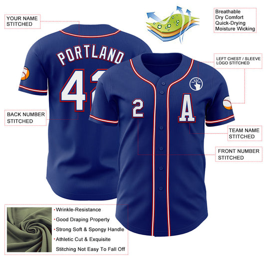 Custom Royal White-Red Authentic Baseball Jersey - Sky-Custom