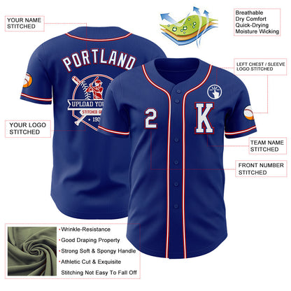 Custom Royal White-Red Authentic Baseball Jersey - Sky-Custom