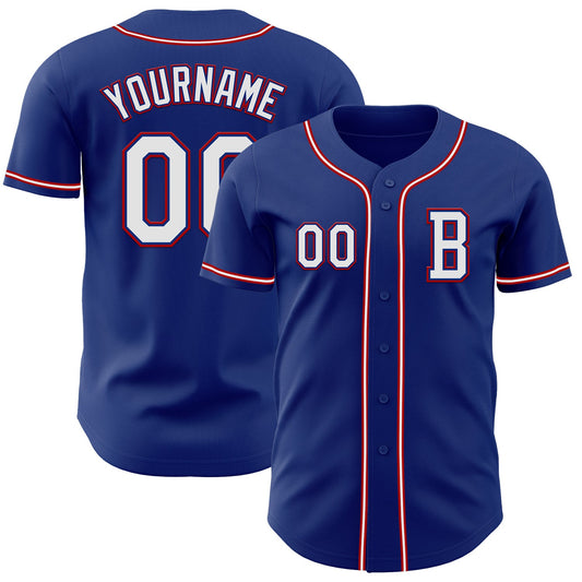 Custom Royal White-Red Authentic Baseball Jersey - Sky-Custom