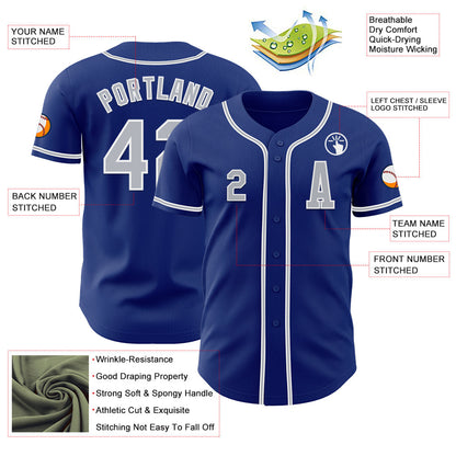 Custom Royal Gray-White Authentic Baseball Jersey - Sky-Custom