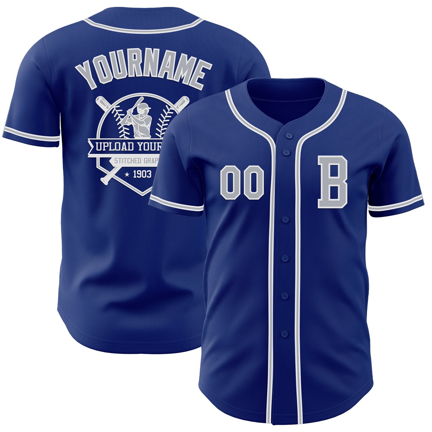 Custom Royal Gray-White Authentic Baseball Jersey - Sky-Custom