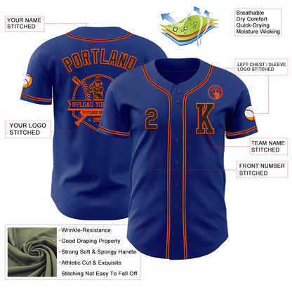 Custom Royal Black-Orange Authentic Baseball Jersey - Sky-Custom