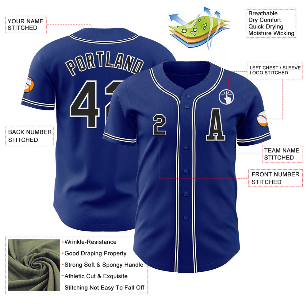 Custom Royal Black-White Authentic Baseball Jersey - Sky-Custom