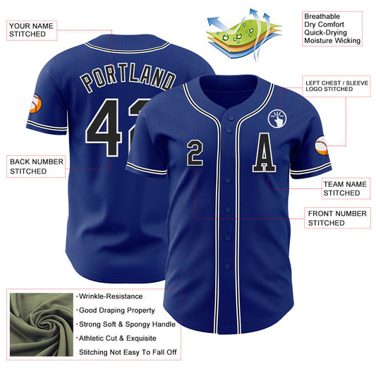 Custom Royal Black-White Authentic Baseball Jersey - Sky-Custom