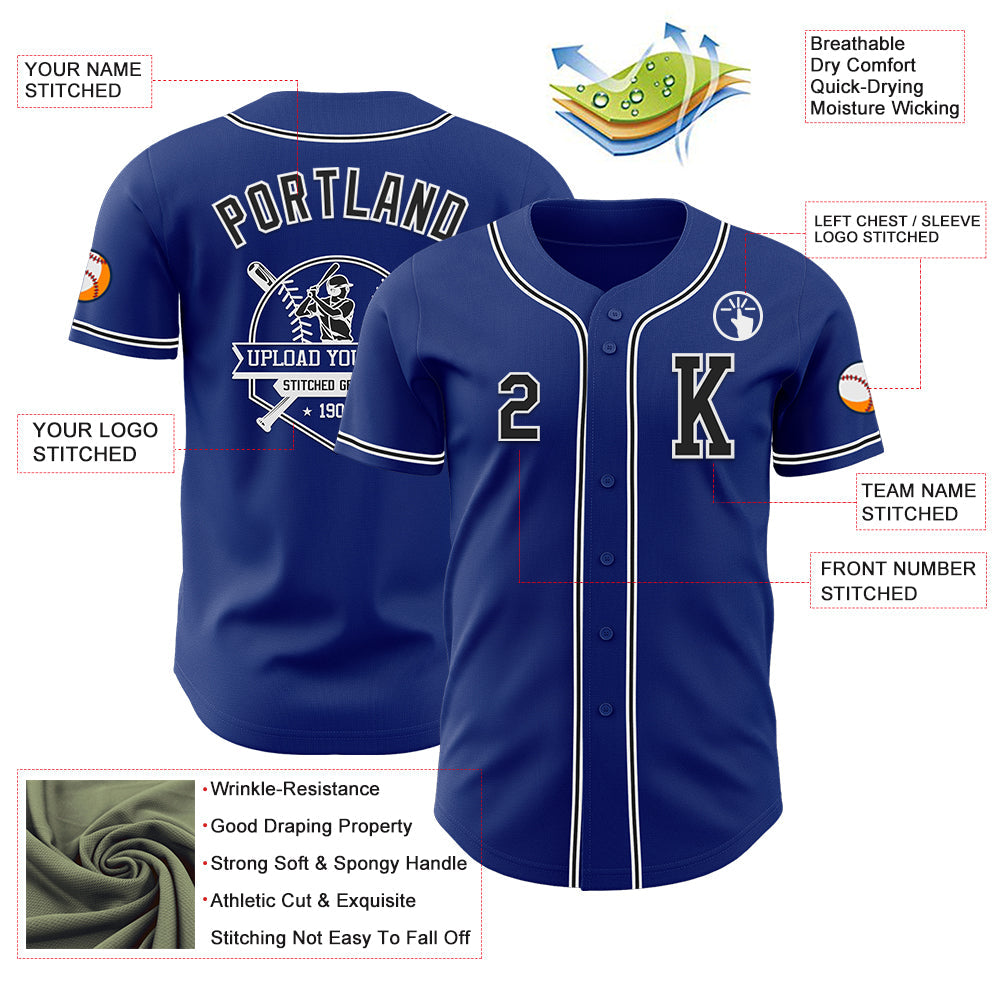 Custom Royal Black-White Authentic Baseball Jersey - Sky-Custom