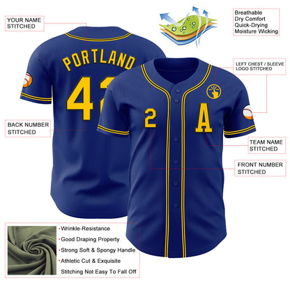Custom Royal Yellow-Black Authentic Baseball Jersey - Sky-Custom