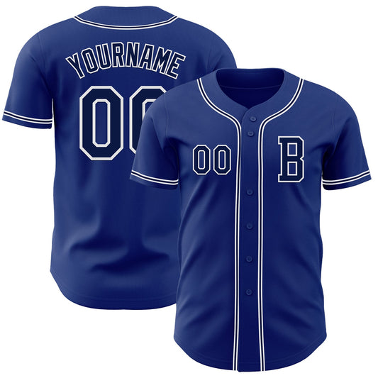 Custom Royal Navy-White Authentic Baseball Jersey - Sky-Custom