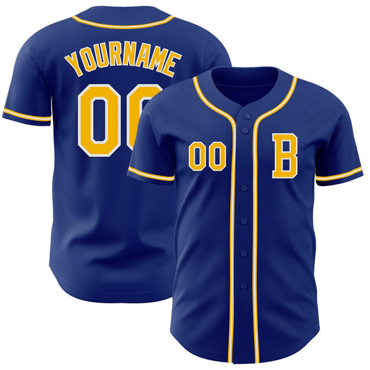 Custom Royal Gold-White Authentic Baseball Jersey - Sky-Custom