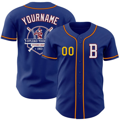 Custom Royal Yellow-Crimson Authentic Baseball Jersey - Sky-Custom