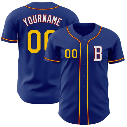Custom Royal Yellow-Crimson Authentic Baseball Jersey - Sky-Custom