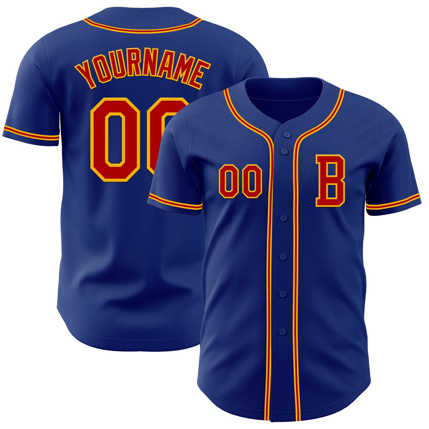 Custom Royal Red-Gold Authentic Baseball Jersey - Sky-Custom