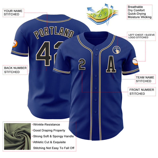 Custom Royal Black-City Cream Authentic Baseball Jersey - Sky-Custom