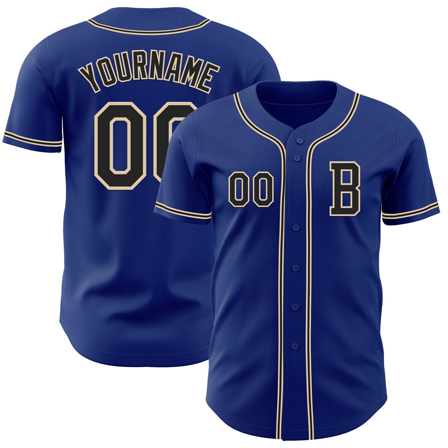Custom Royal Black-City Cream Authentic Baseball Jersey - Sky-Custom