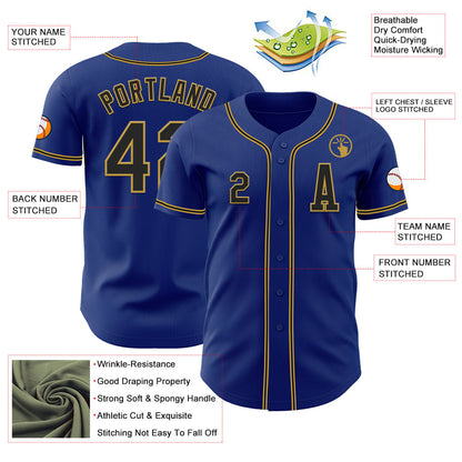 Custom Royal Black-Old Gold Authentic Baseball Jersey - Sky-Custom