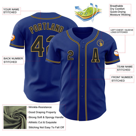 Custom Royal Black-Old Gold Authentic Baseball Jersey - Sky-Custom