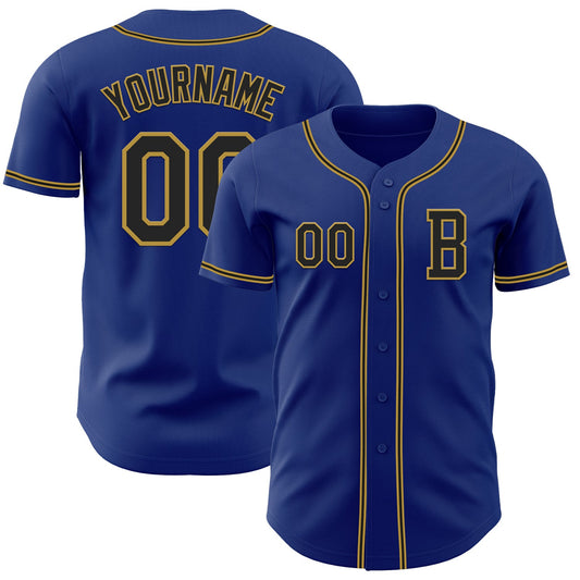 Custom Royal Black-Old Gold Authentic Baseball Jersey - Sky-Custom