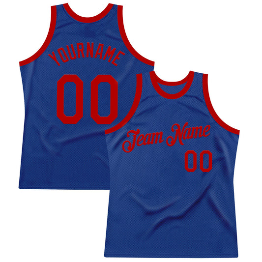 Custom Royal Red Authentic Throwback Basketball Jersey - Sky-Custom