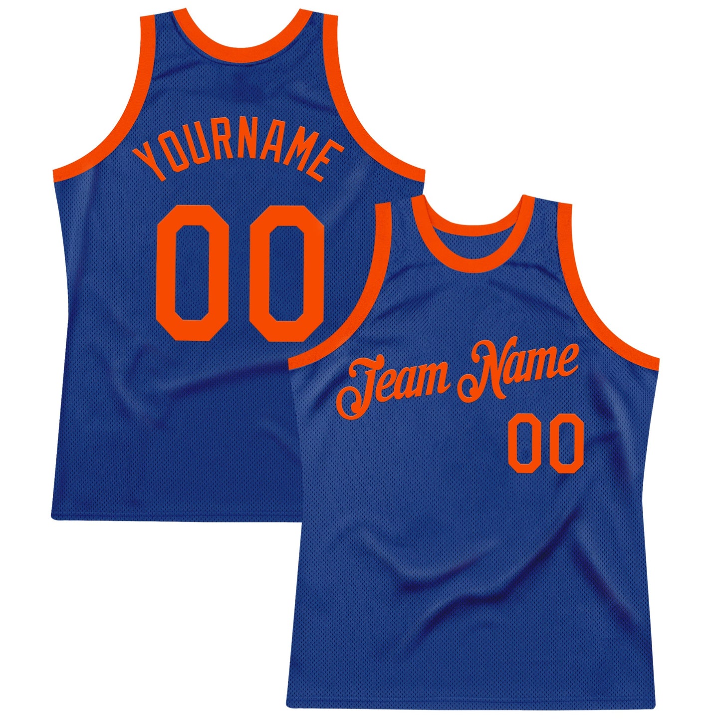 Custom Royal Orange Authentic Throwback Basketball Jersey - Sky-Custom