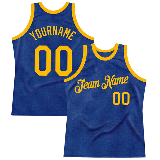 Custom Royal Gold Authentic Throwback Basketball Jersey - Sky-Custom