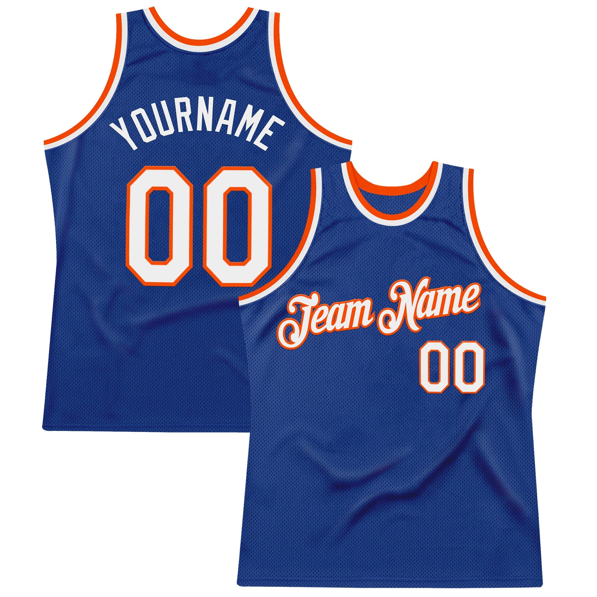 Custom Royal White-Orange Authentic Throwback Basketball Jersey - Sky-Custom
