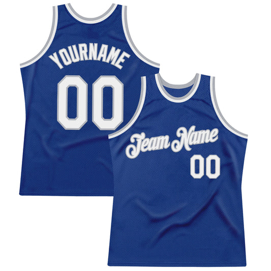 Custom Royal White-Gray Authentic Throwback Basketball Jersey - Sky-Custom