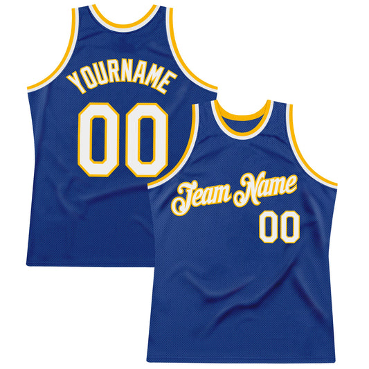 Custom Royal White-Gold Authentic Throwback Basketball Jersey - Sky-Custom