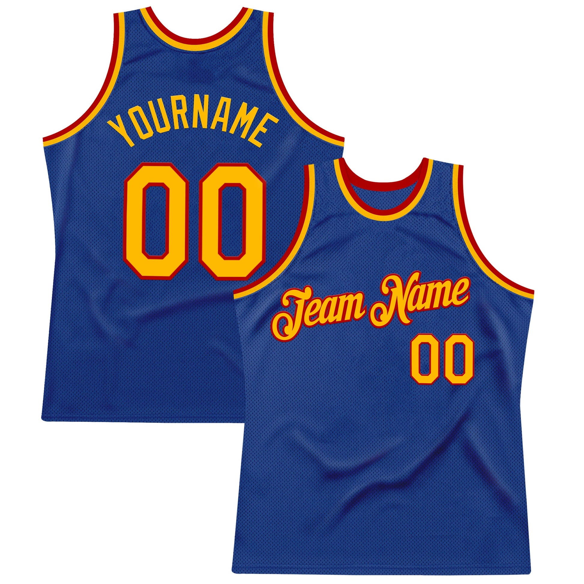 Custom Royal Gold-Red Authentic Throwback Basketball Jersey - Sky-Custom