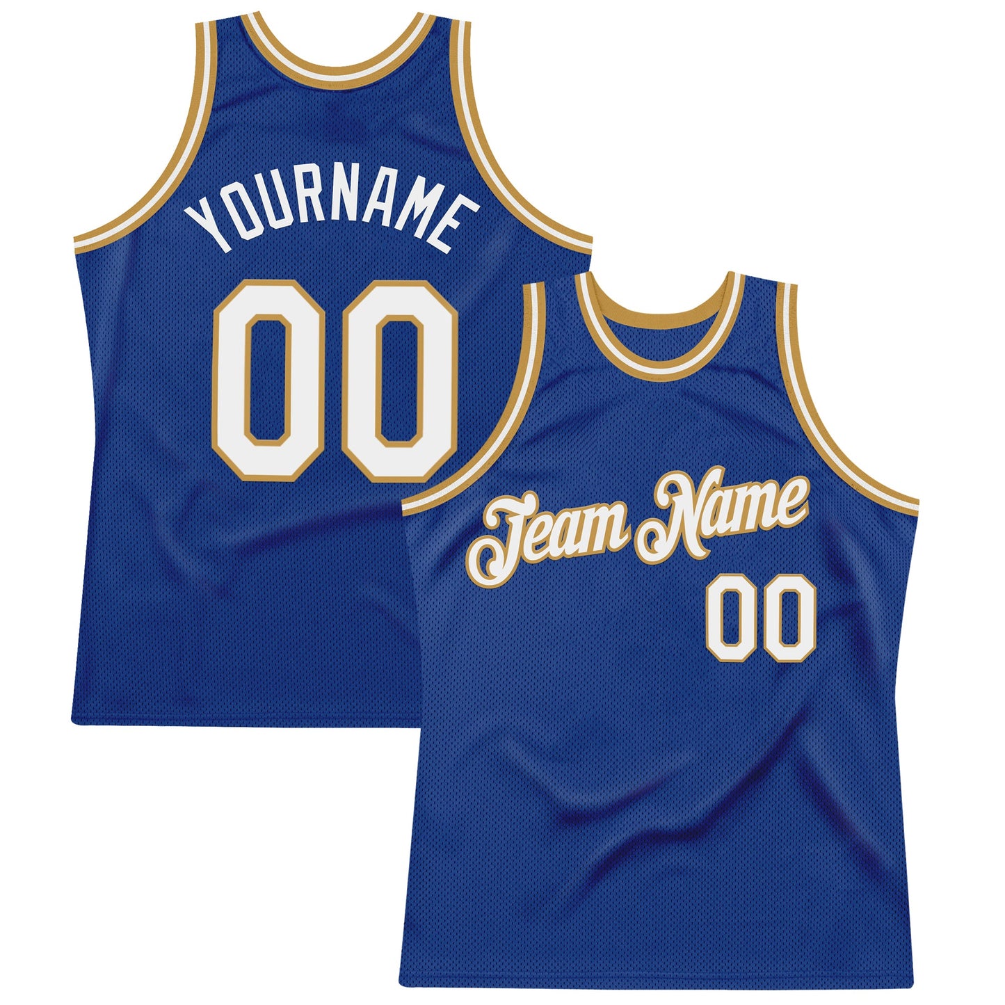 Custom Royal White-Old Gold Authentic Throwback Basketball Jersey - Sky-Custom