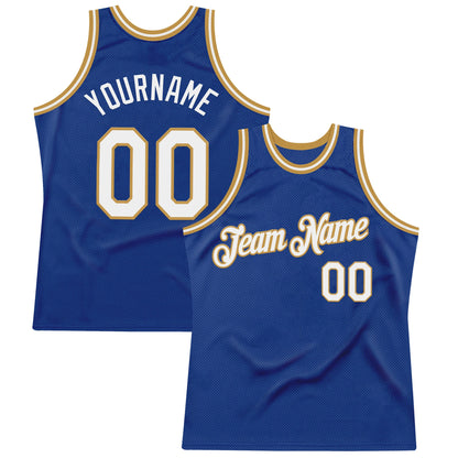 Custom Royal White-Old Gold Authentic Throwback Basketball Jersey - Sky-Custom