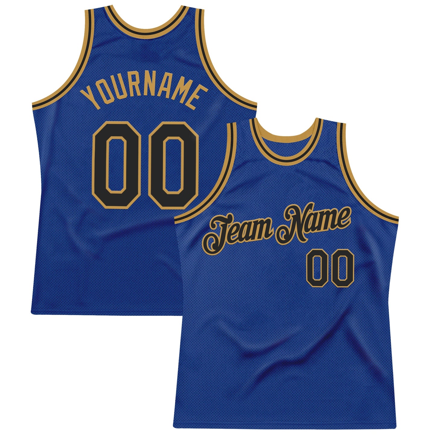 Custom Royal Black-Old Gold Authentic Throwback Basketball Jersey - Sky-Custom