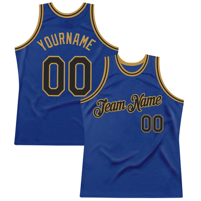 Custom Royal Black-Old Gold Authentic Throwback Basketball Jersey - Sky-Custom