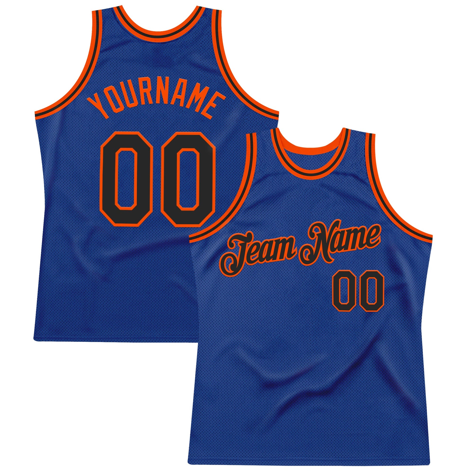 Custom Royal Black-Orange Authentic Throwback Basketball Jersey - Sky-Custom