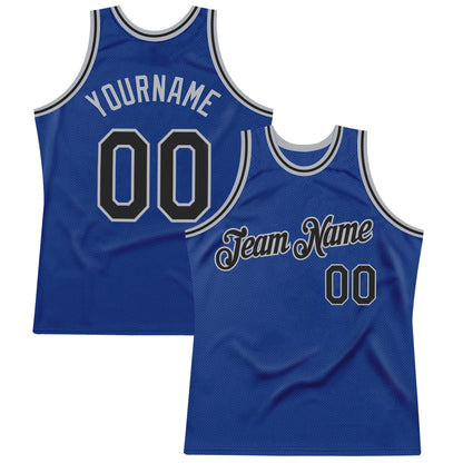 Custom Royal Black-Gray Authentic Throwback Basketball Jersey - Sky-Custom
